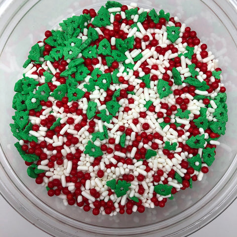 Christmas Festive Flurry Mix Tree Shapes Sprinkles Topping 1 pound