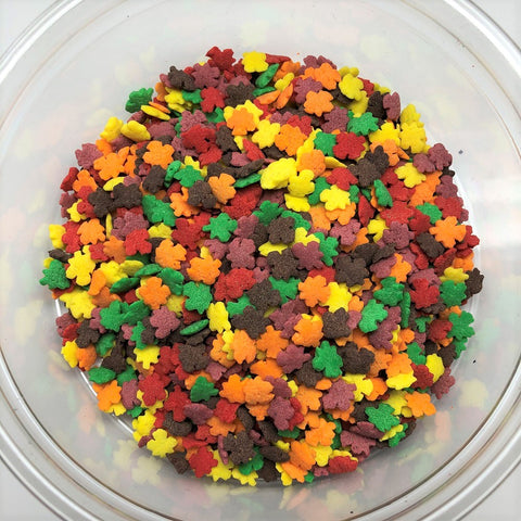 Fall Leaves Leaf Shapes Bakery Topping Sprinkles 8 ounces fall colors