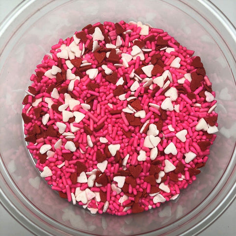 Valentine Hearts and Sprinkle Mix Red Pink White Topping Sprinkles