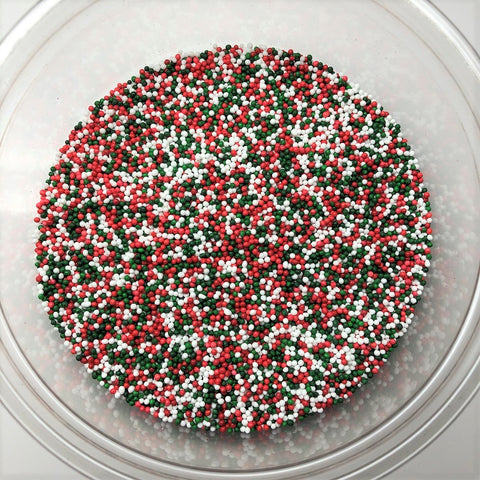 Christmas Jingle Mix Nonpareils Red Green White Topping Sprinkles 8 ounces