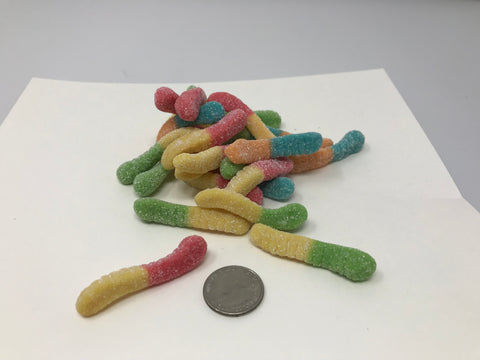 Sour Mini Neon Worms 1 pound gummy neon worms gummi candy