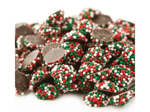 Mini Christmas Nonpareils Dark Chocolate Candy 1 pound