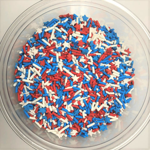Patriotic Stars & Stripes Mix Star Shapes Sprinkles Bakery Topping